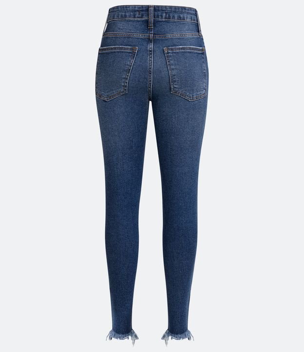 Pantalón Skinny Jeans con Cintura Alta Desgastes y Terminación Deshilachada Azul 8