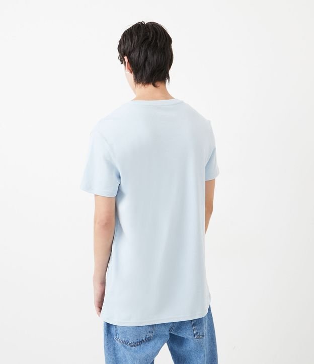 Camiseta Long em Meia Malha com Manga Curta Azul 3