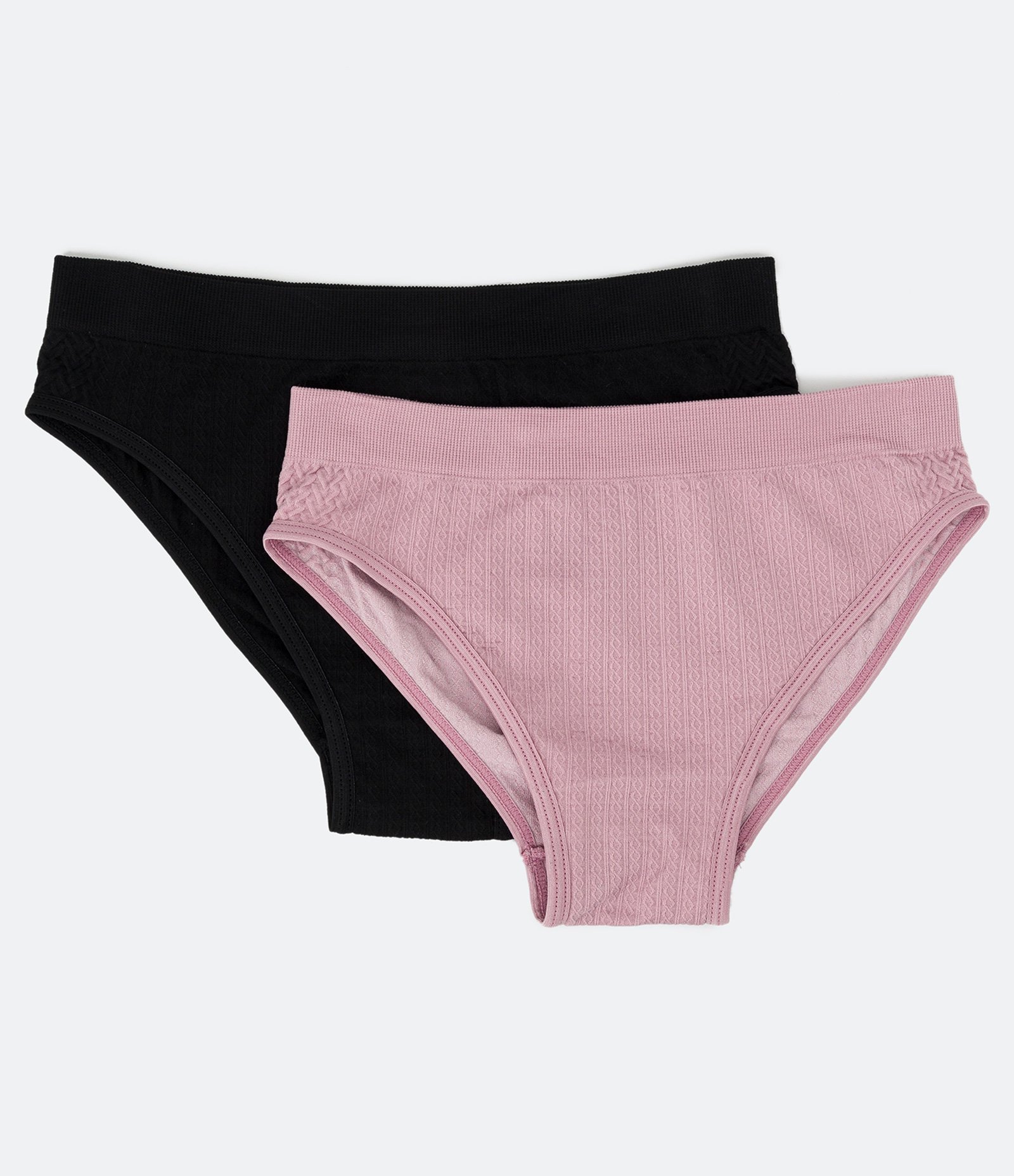 Kit 02 Calcinhas Biquíni em Poliamida Texturizada DelRio Rosa/Preto 1
