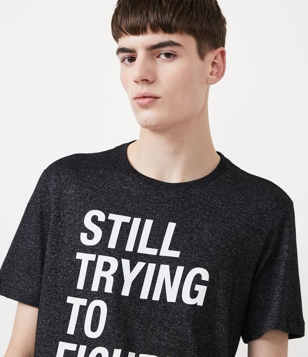 Camiseta Slim em Algodão com Estampa Lettering Cinza 4