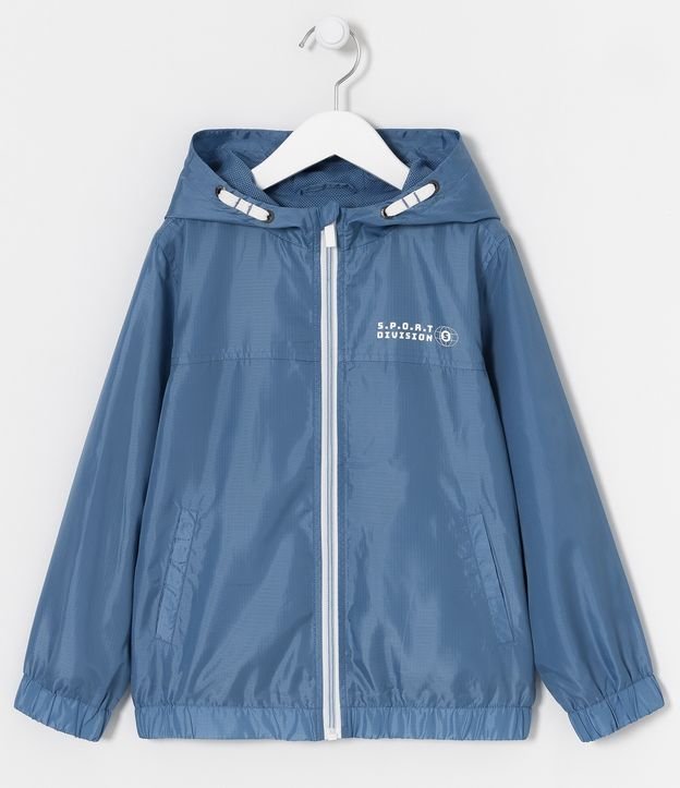 Jaqueta Quebra Vento Infantil com Lettering Sport Division - Tam 5 a 14 Anos