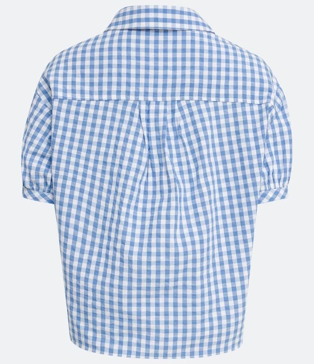Camisa em Algodão com Estampa Xadrez Vichy e Bolsos Azul 6