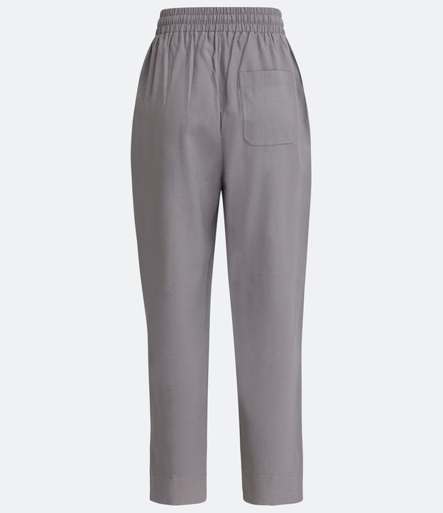 Pantalón Carrot en Viscosa con Cintura Elástica Bolsillo Gris 7