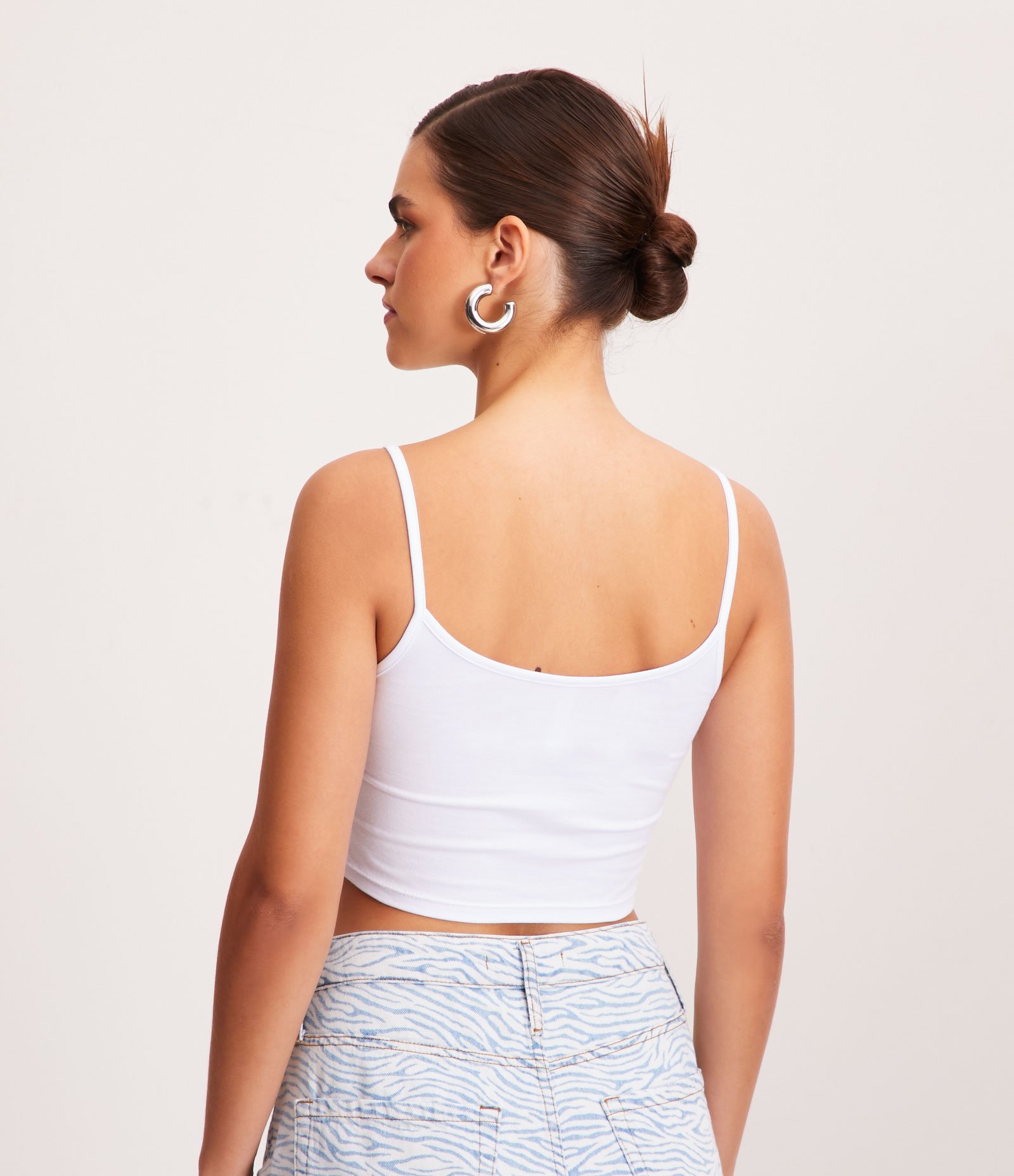 Blusinha de Alça Cropped em Cotton Branco 3
