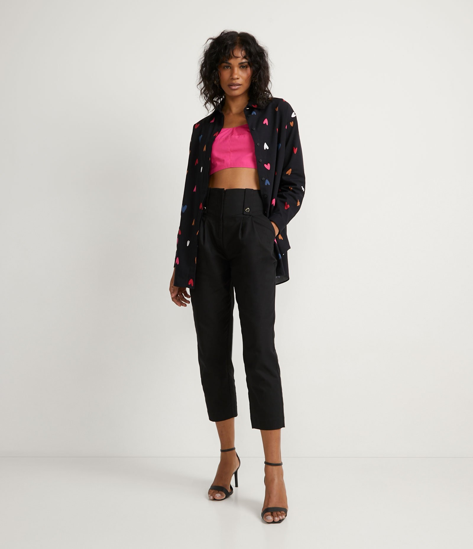 Blusa Regata Cropped em Tricoline com Lastex nas Costas Rosa 2