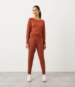 Calça Jogger Esportiva em Viscose com Cós Dobrado