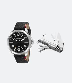 Kit Relógio Mondaine Masculino com Pulseira em Borracha com Caixa em Metal 99411G0MVNH1KR