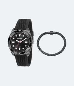 Kit Relógio Mondaine com Pulseira em Silicone e caixa em Metal 53769GPMVPI1KR