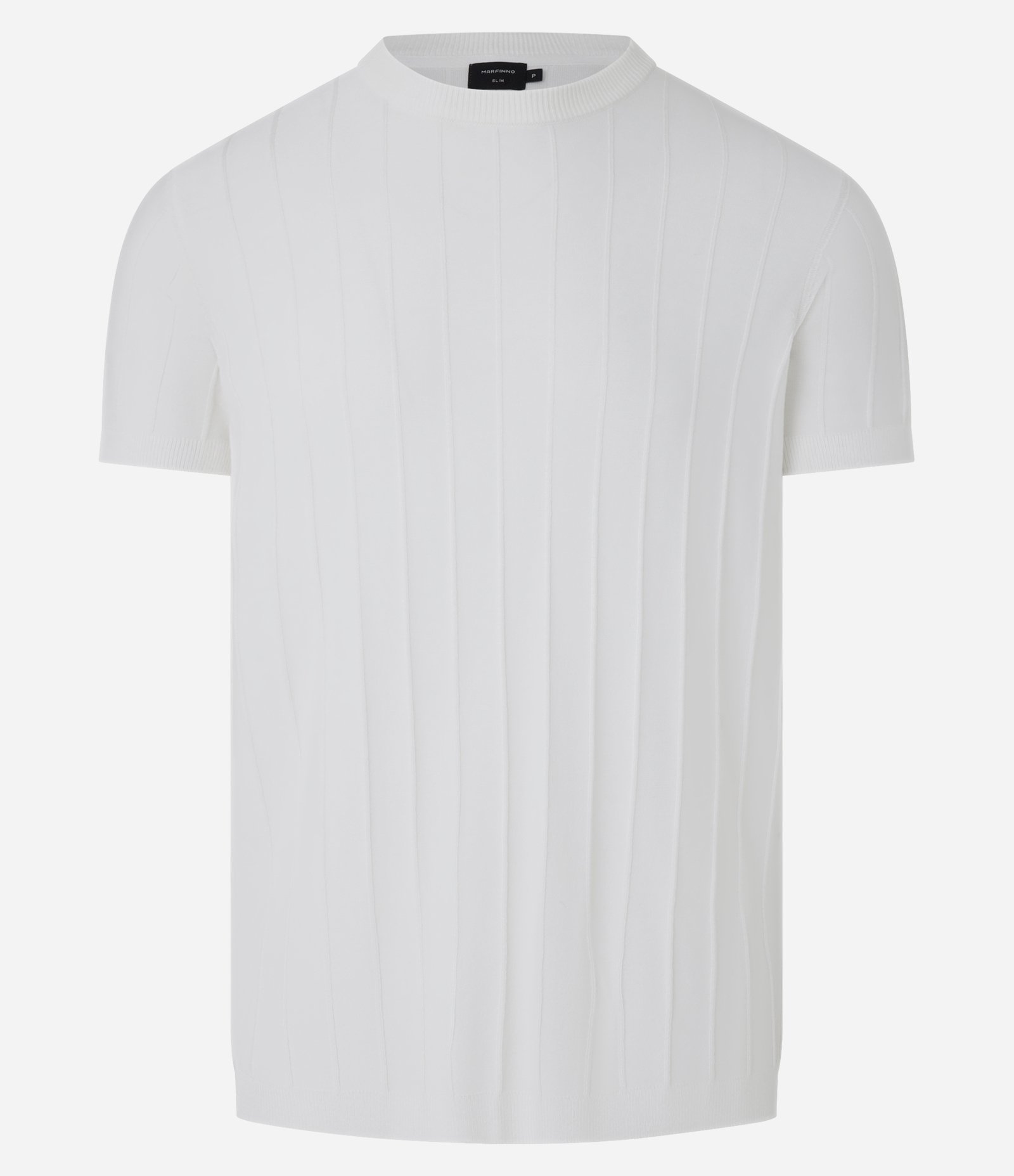 Camiseta Slim em Viscose com Textura de Listras e Manga Curta Off White 8