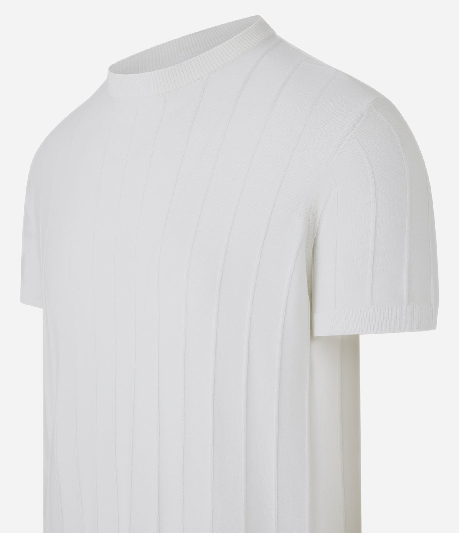 Camiseta Slim em Viscose com Textura de Listras e Manga Curta Off White 9