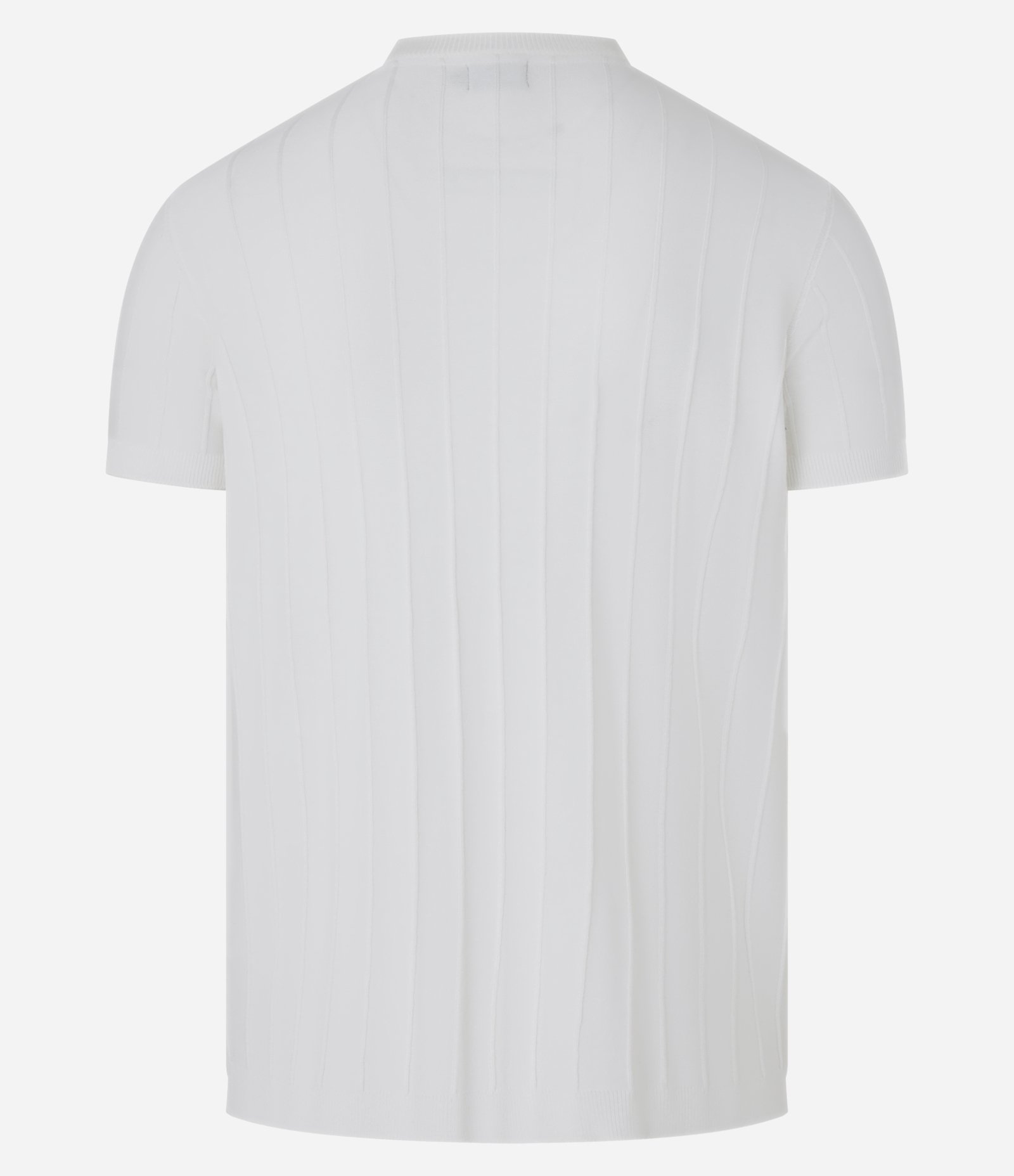 Camiseta Slim em Viscose com Textura de Listras e Manga Curta Off White 10
