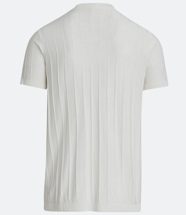 Camiseta Slim em Viscose com Textura de Listras e Manga Curta Off White 6