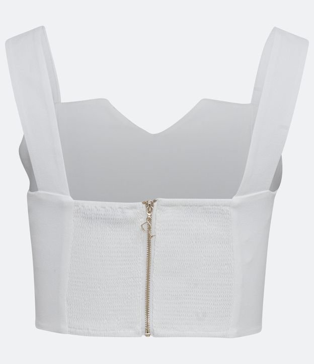Blusa en Crepé con Escote Diferenciado Blanco 8