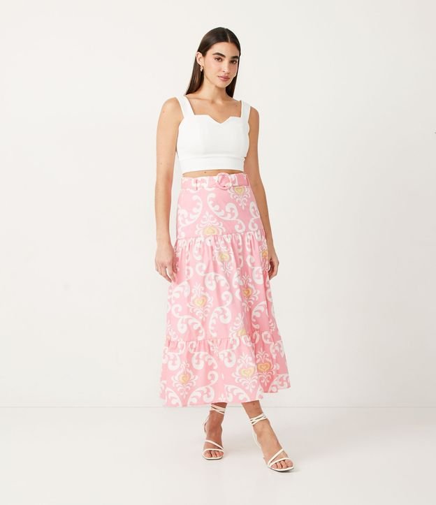Blusa en Crepé con Escote Diferenciado Blanco 3