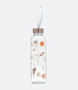 Botella de Vidrio con Estampado de Flores Capacidad 500ml