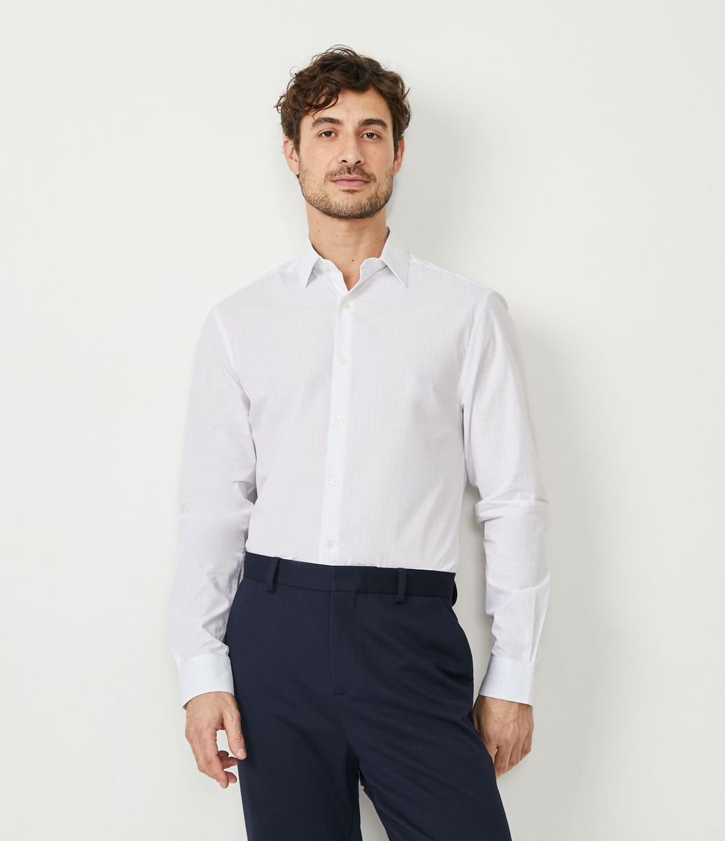 Camisa xadrez lavada slim fit, Camisas de homem