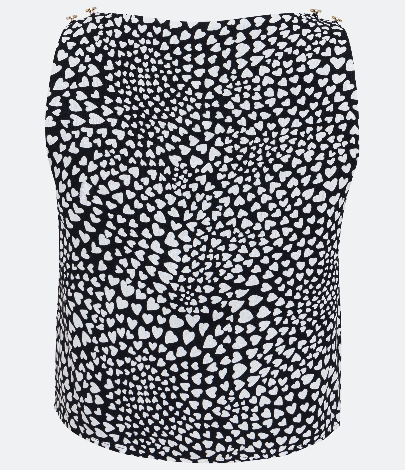 Blusa Curta com Estampa de Coração e Detalhe em Botão Preto 2