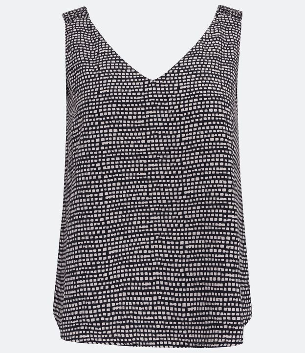 Blusa Musculosa con Escote V y Estampado Mini Cuadrados Gris 5