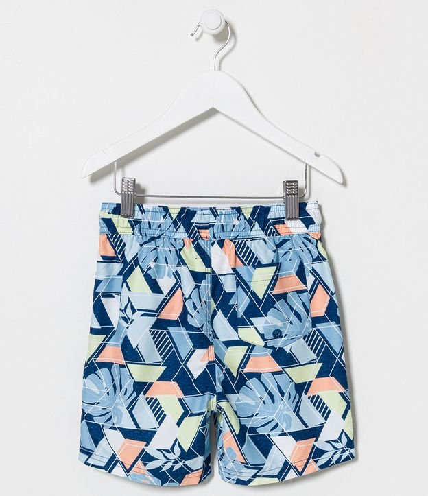 Bermuda de Baño Infantil con Estampado Geometrico - Talle 5 a 14 años Azul 2