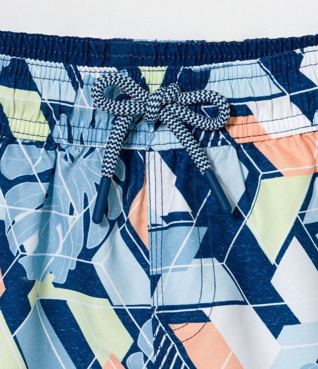 Bermuda de Baño Infantil con Estampado Geometrico - Talle 5 a 14 años Azul 3