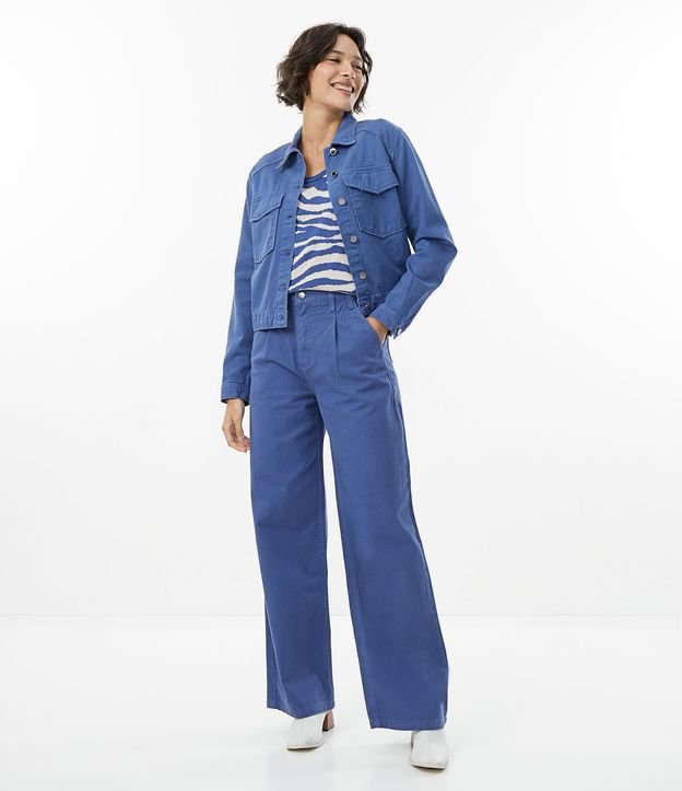 Campera en Sarga con Bolsillos Delanteros Azul 2