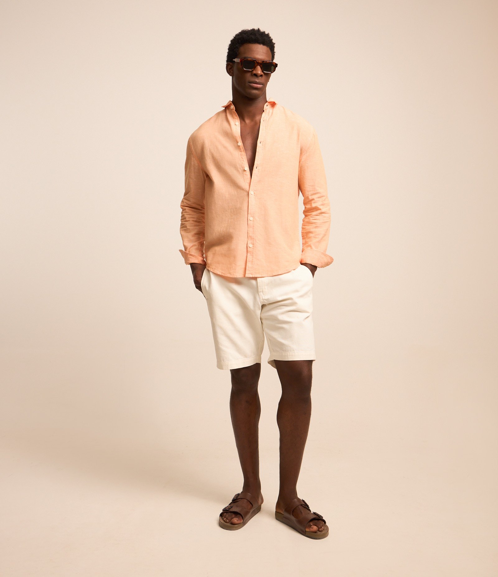 Bermuda Slim em Algodão com Cós Elástico e Amarração Branco 1