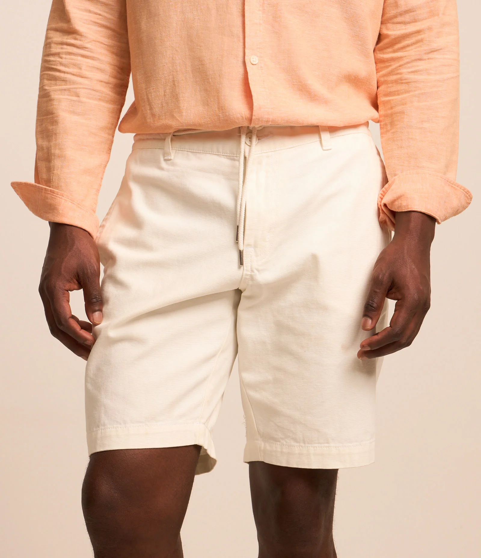Bermuda Slim em Algodão com Cós Elástico e Amarração Branco 2