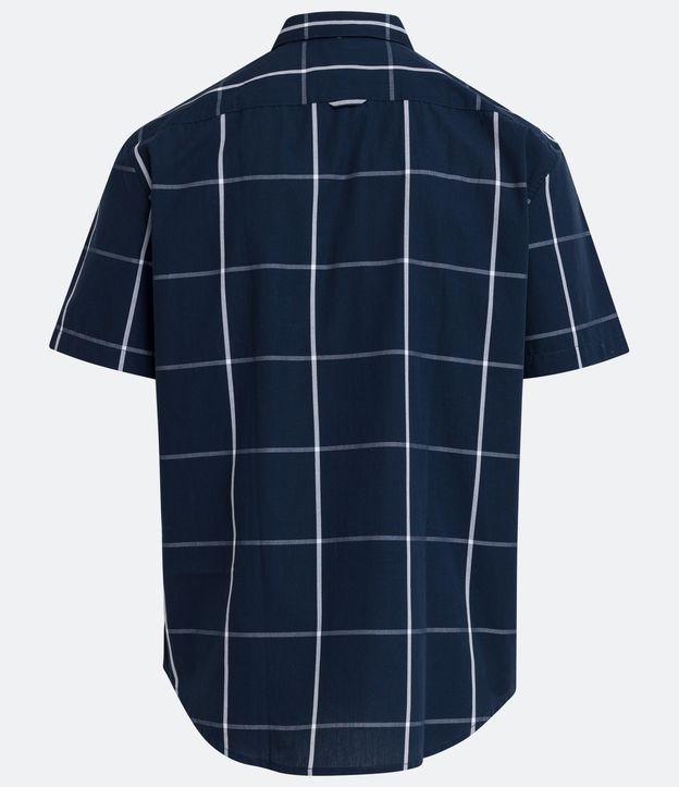 Camisa Comfort em Algodão com Estampa Xadrez e Manga Curta Azul 6