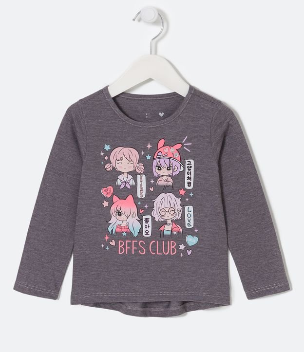 Blusa Infantil com Estampa de Bonecas Japonesas - Tam 1 a 5 anos