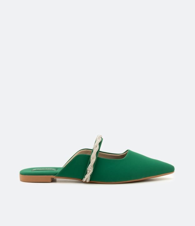 Sapatilha Mule com Bico Fino e Tira com Strass