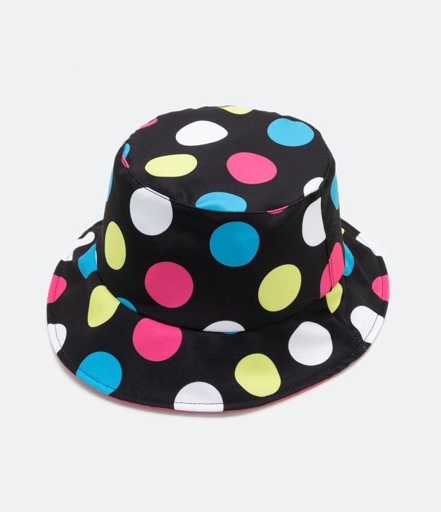 Sombrero Bucket Infantil con Estampado Lunares de Colores Negro 1