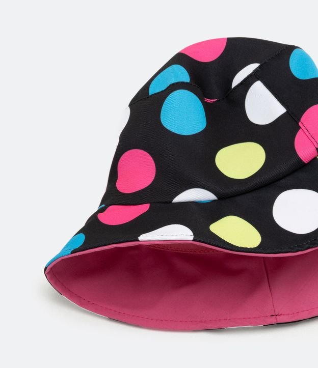 Sombrero Bucket Infantil con Estampado Lunares de Colores Negro 2