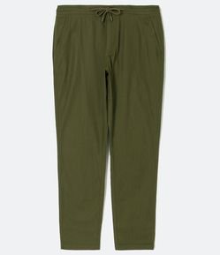 Calça Slim em Linho com Cós Elástico e Amarração