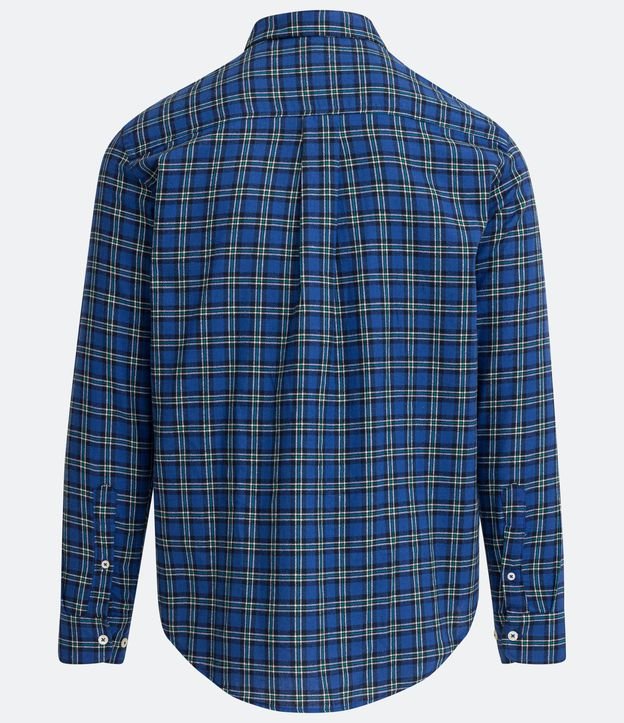 Camisa Comfort em Algodão com Estampa Xadrez Azul 6