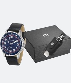 Kit Relógio Mondaine com Pulseira Sintética e Caixa em Metal Prata 76710G0MVNH3K2