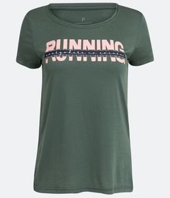 Camiseta Esportiva em Viscose com Lettering Running Everywhere