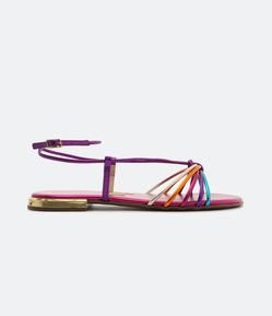 Sandália Rasteira com Tiras Metalizadas My Shoes