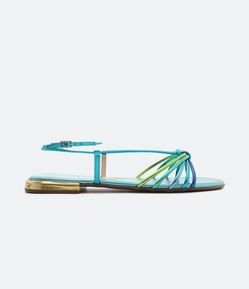 Sandália Rasteira com Multi-tiras Metalizadas My Shoes