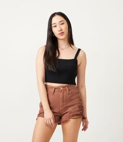 Blusa Musculosa Cropped en Viscosa Acanalada