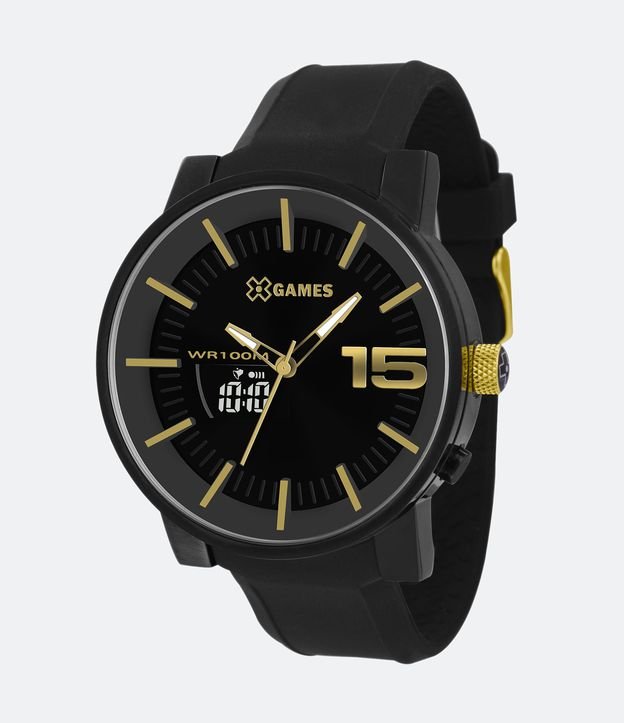 Relógio X Games com Pulseira em Silicone e Caixa Preta XMSPA022-P2PX