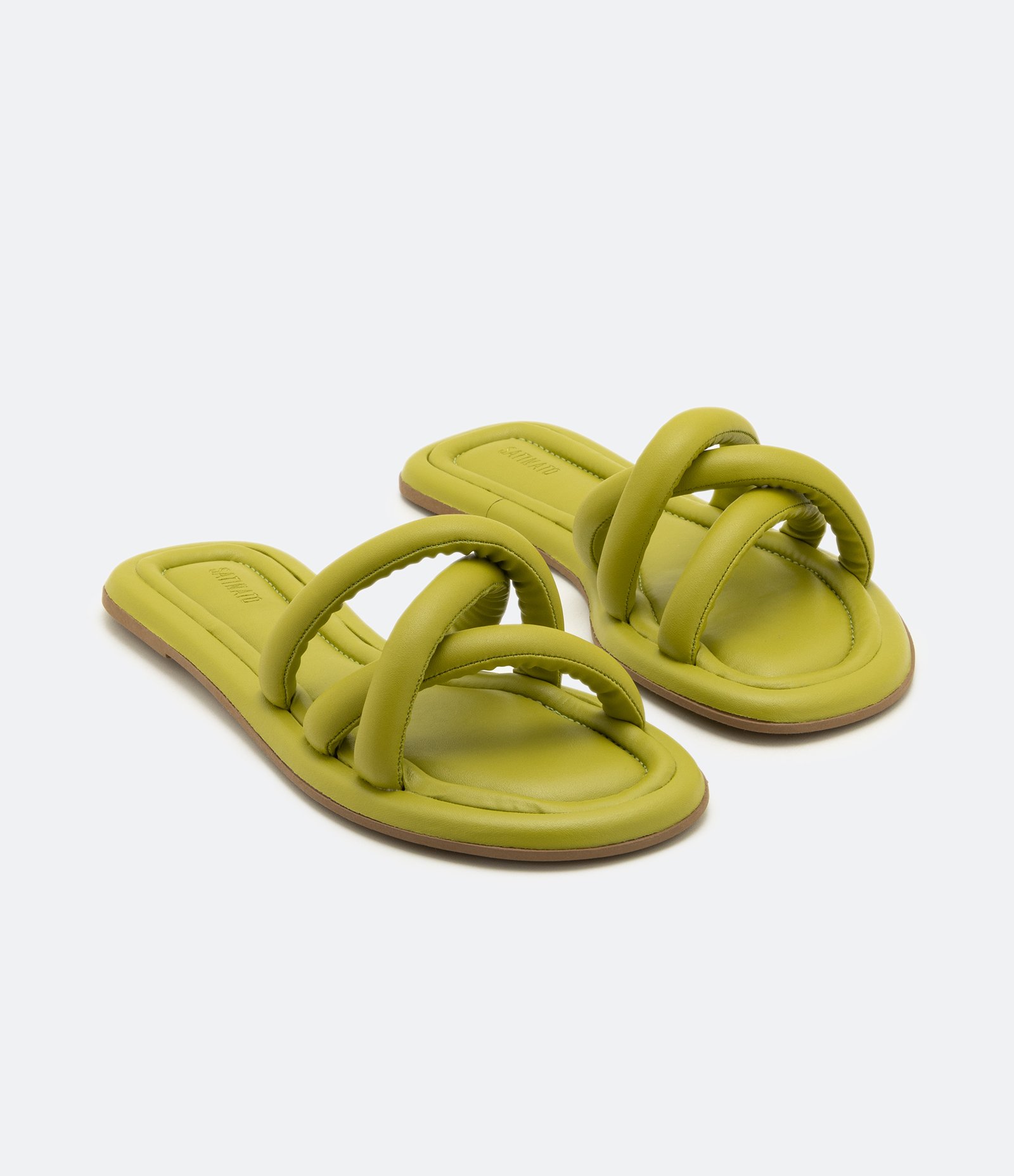 Sandália Rasteira Puffer com Salto Flat Verde 2