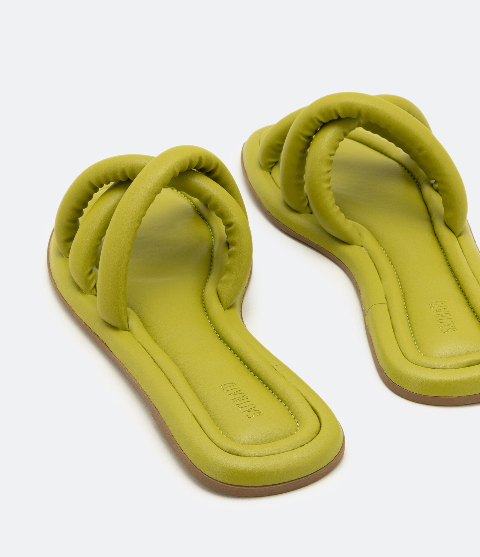 Sandália Rasteira Puffer com Salto Flat Verde 3