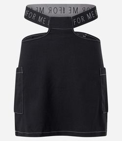 Saia Curta com Vazados nas Laterais e Lettering no Elástico