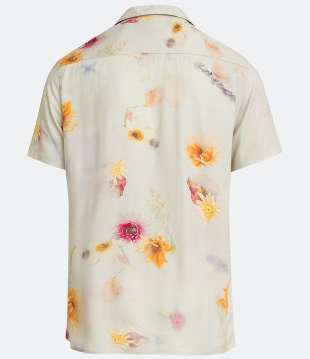 Camisa Slim em Viscose com Estampa Floral Bege 6