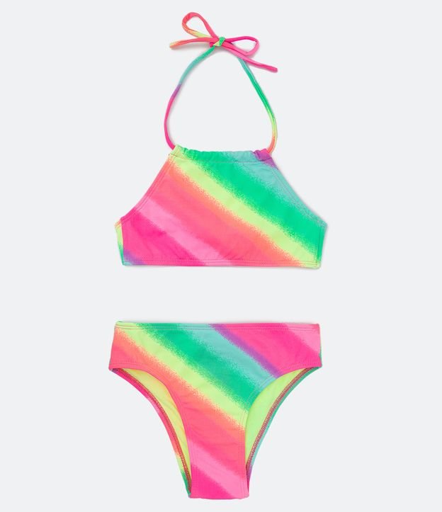 Bikini Infantil en Poliamida con Rayas de Colores - Talle 5 a 14 años Multicolores 1