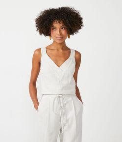 Blusa Regata em Viscolinho com Alça Drapeada