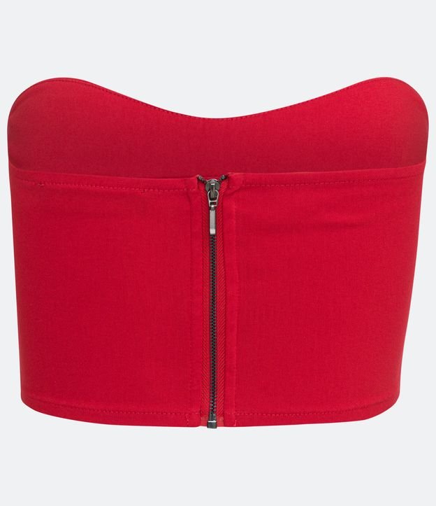 Blusa Cropped sin Breteles en Bengalina con Cutout Rojo 8