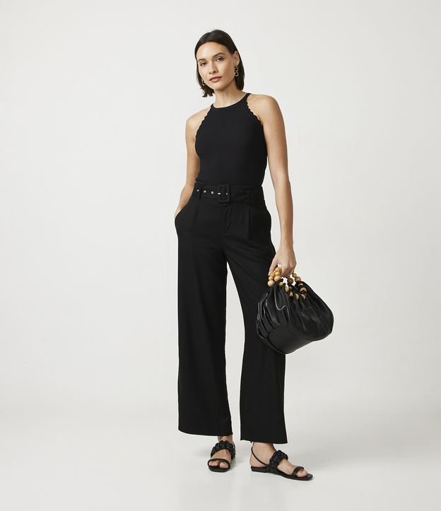 Blusa de Punto con Cuello Halter Negro 2
