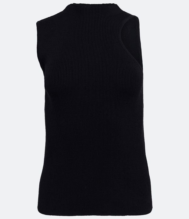 Musculosa de Punto con Recorte Cutout Negro 5