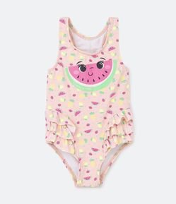 Maiô Infantil com Estampa de Frutinhas e Babadinhos - Tam 1 a 4 Anos